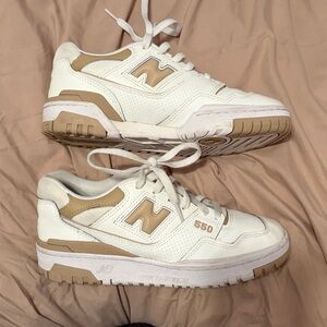 New Balance Cream and Tan Athletic Shoes
